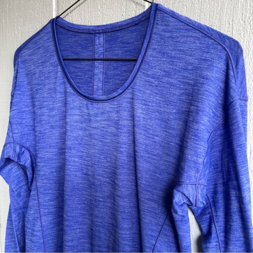 Lululemon On The Run Long Sleeve T Shirt Heathered Sapphire Blue - Picture 2 of 6